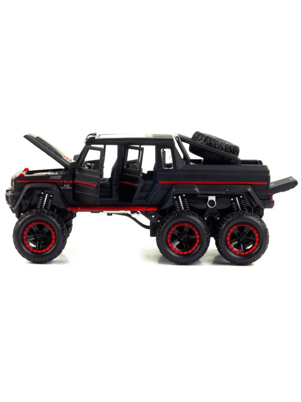 Металлическая машинка Che Zhi 1:22 «Mercedes-Benz G-Class AMG 6х6» CZ122A, 23,5 см., свет и звук, инерционная / Черный