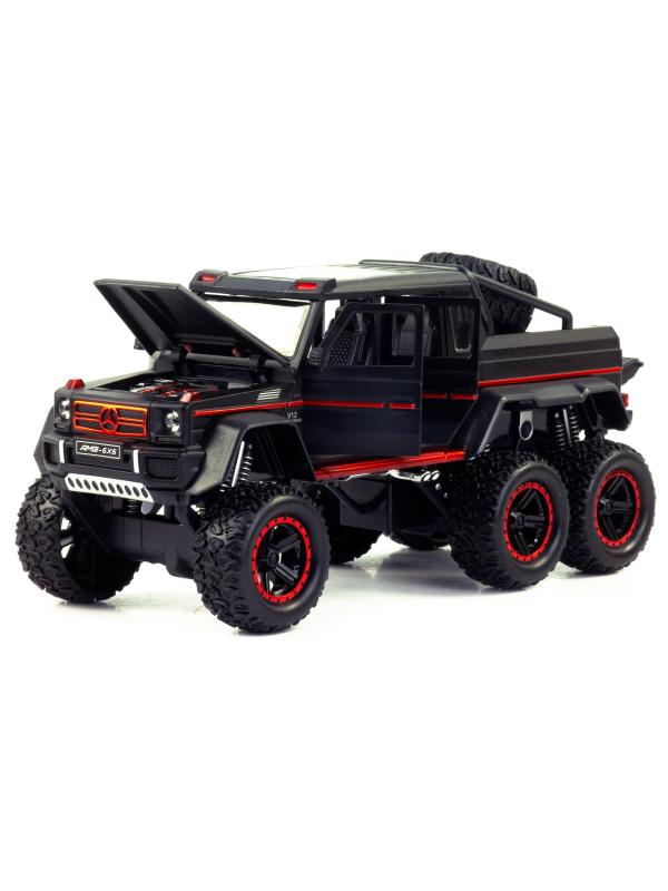 Металлическая машинка Che Zhi 1:22 «Mercedes-Benz G-Class AMG 6х6» CZ122A, 23,5 см., свет и звук, инерционная / Черный
