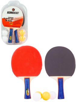 Набор ракеток KingBecket для настольного тенниса / пинг-понга C48192 c 4 мячами в блистере / 2 шт.