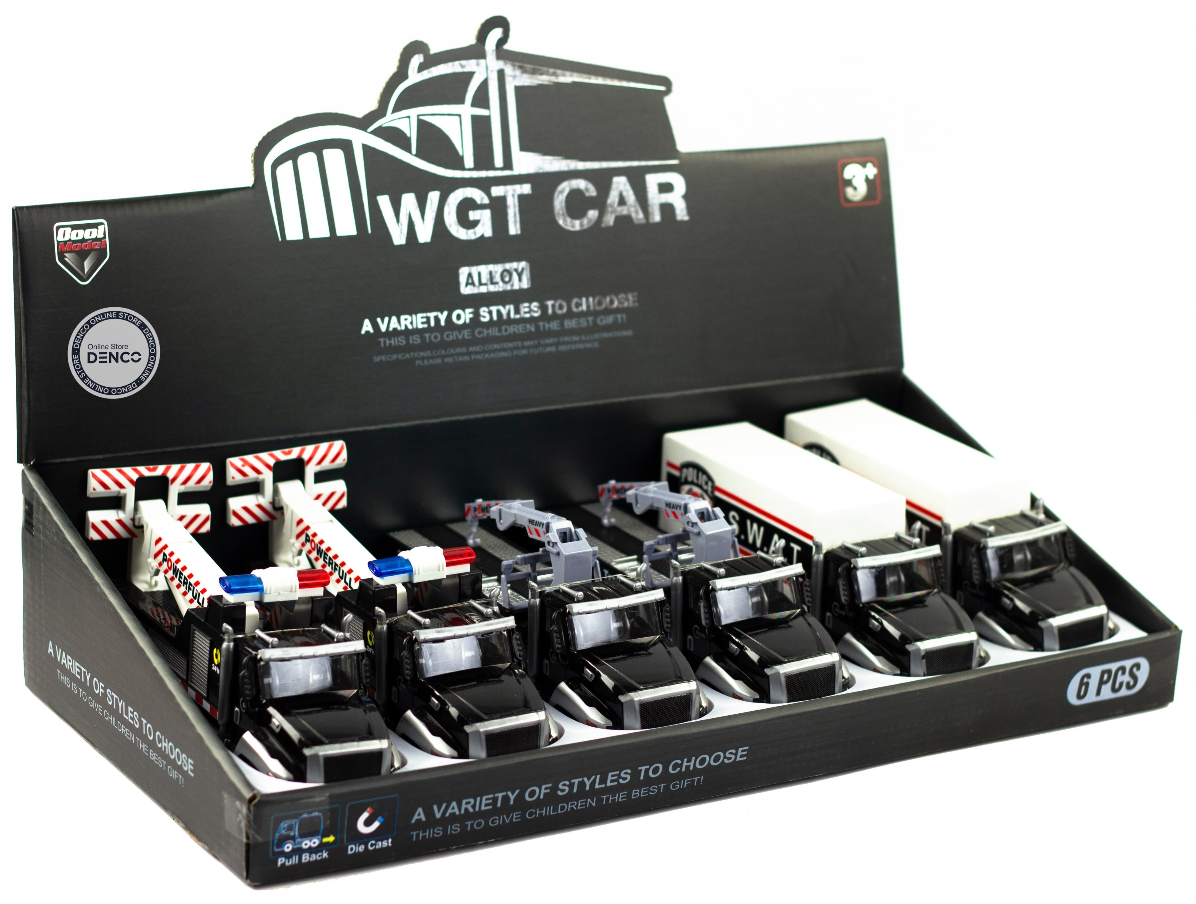 Металлическая машинка WGT Car 1:48 «Полиция S.W.A.T. Эвакуатор» 2213-10, 21 см, инерционная / Черный