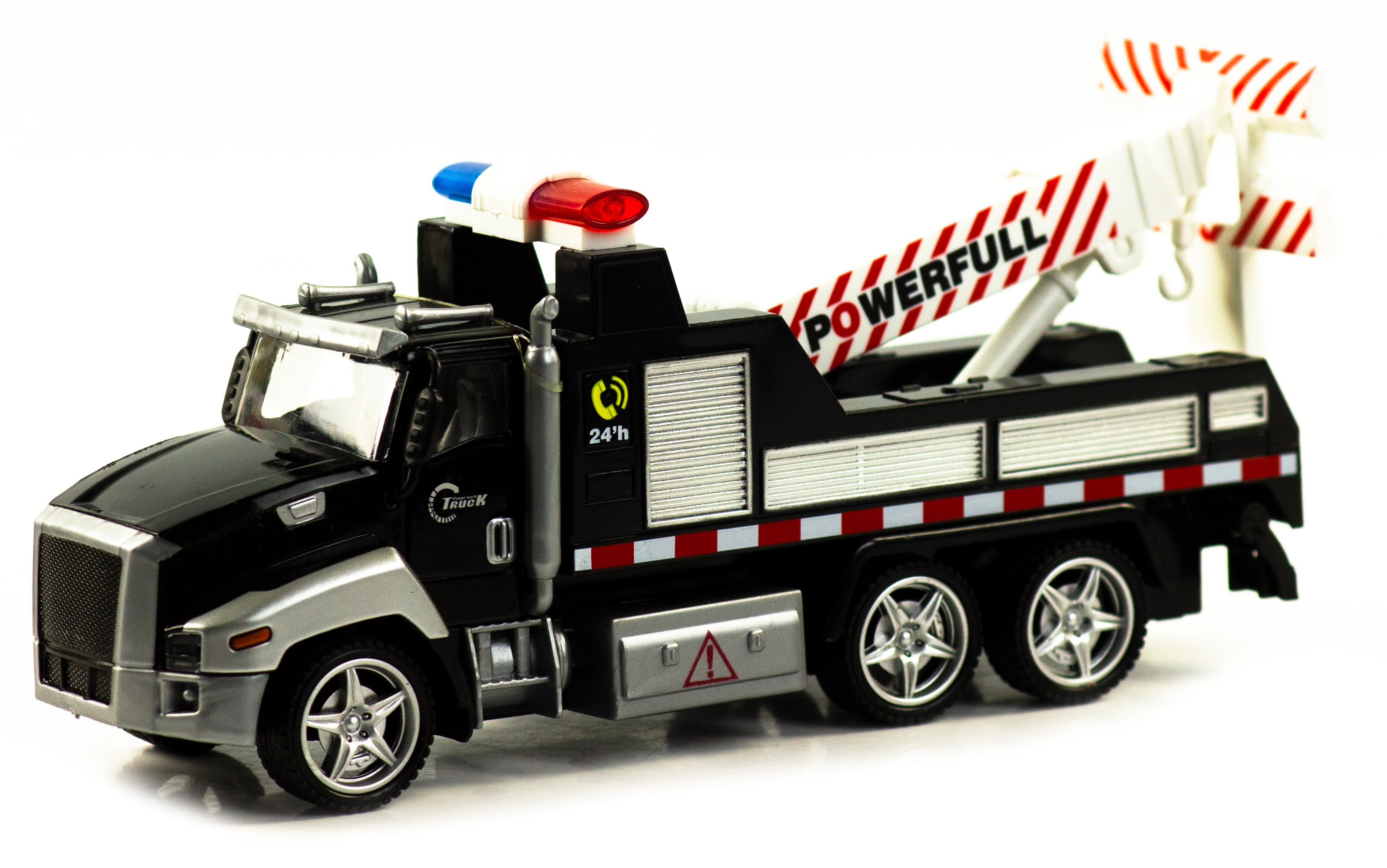Металлическая машинка WGT Car 1:48 «Полиция S.W.A.T. Эвакуатор» 2213-10, 21 см, инерционная / Черно-белый