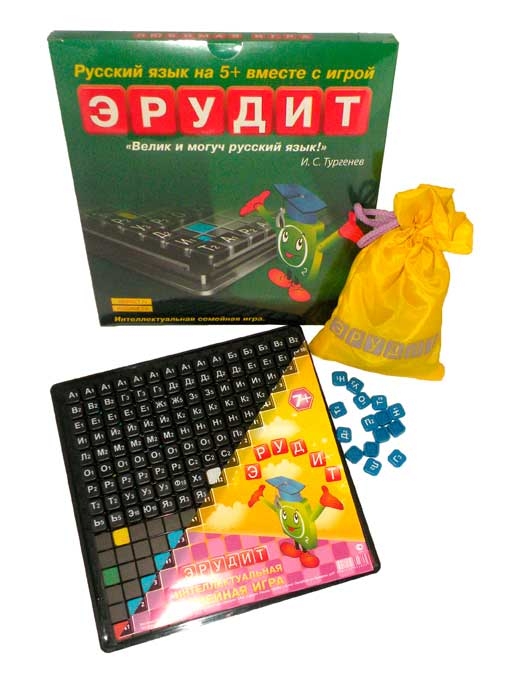Игра настольная Эрудит черные фишки ( в коробке)