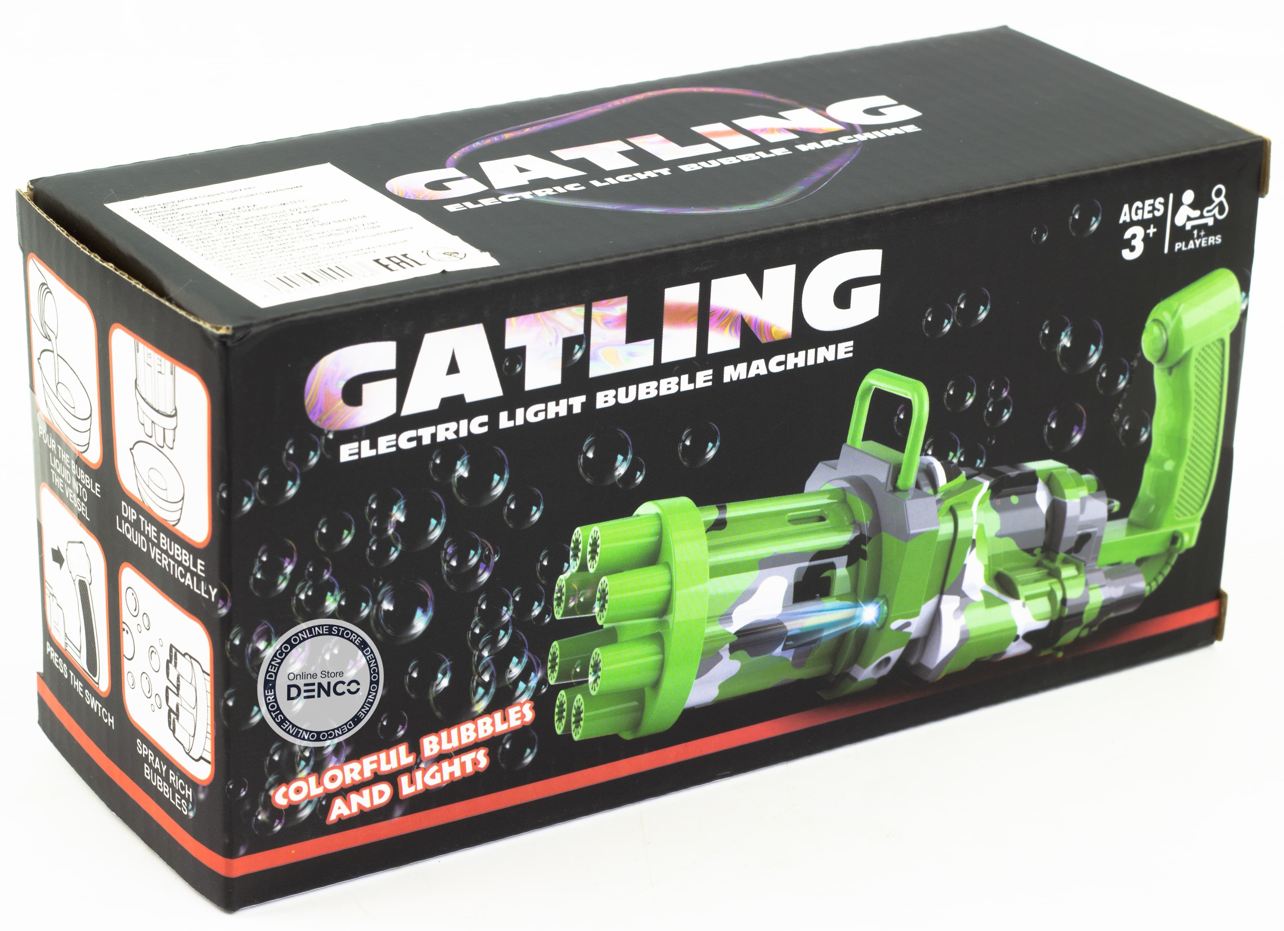 Пистолет-генератор мыльных пузырей «Gatling» KB1122, свет / Красный