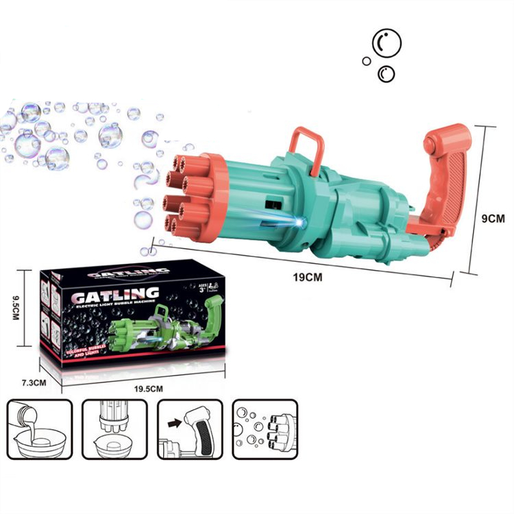 Пистолет-генератор мыльных пузырей «Gatling» KB1122, свет / Голубой