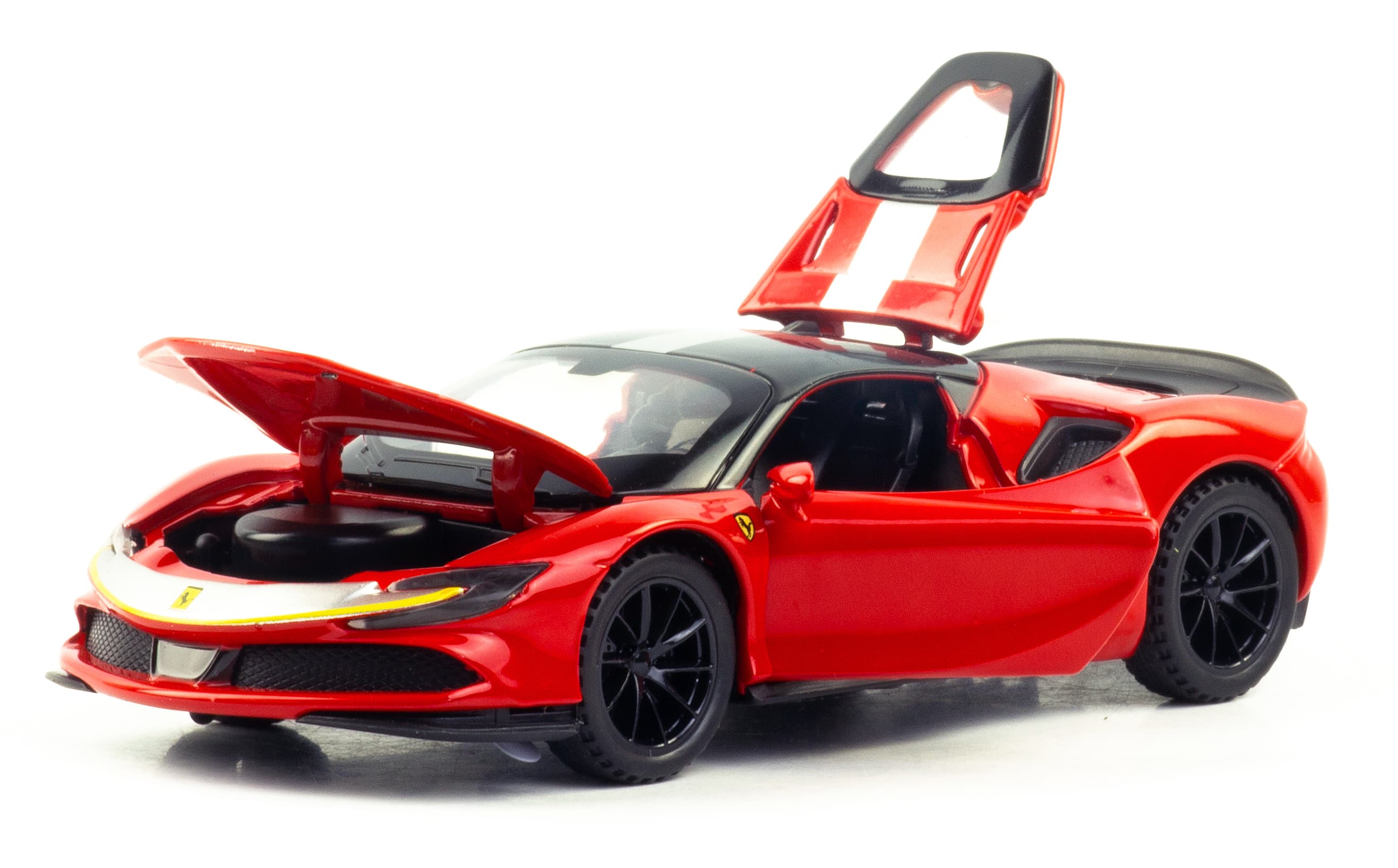 Металлическая машинка XHD 1:32 «Ferrari SF90 Stradale» А3209 инерционная, свет, звук / Красный