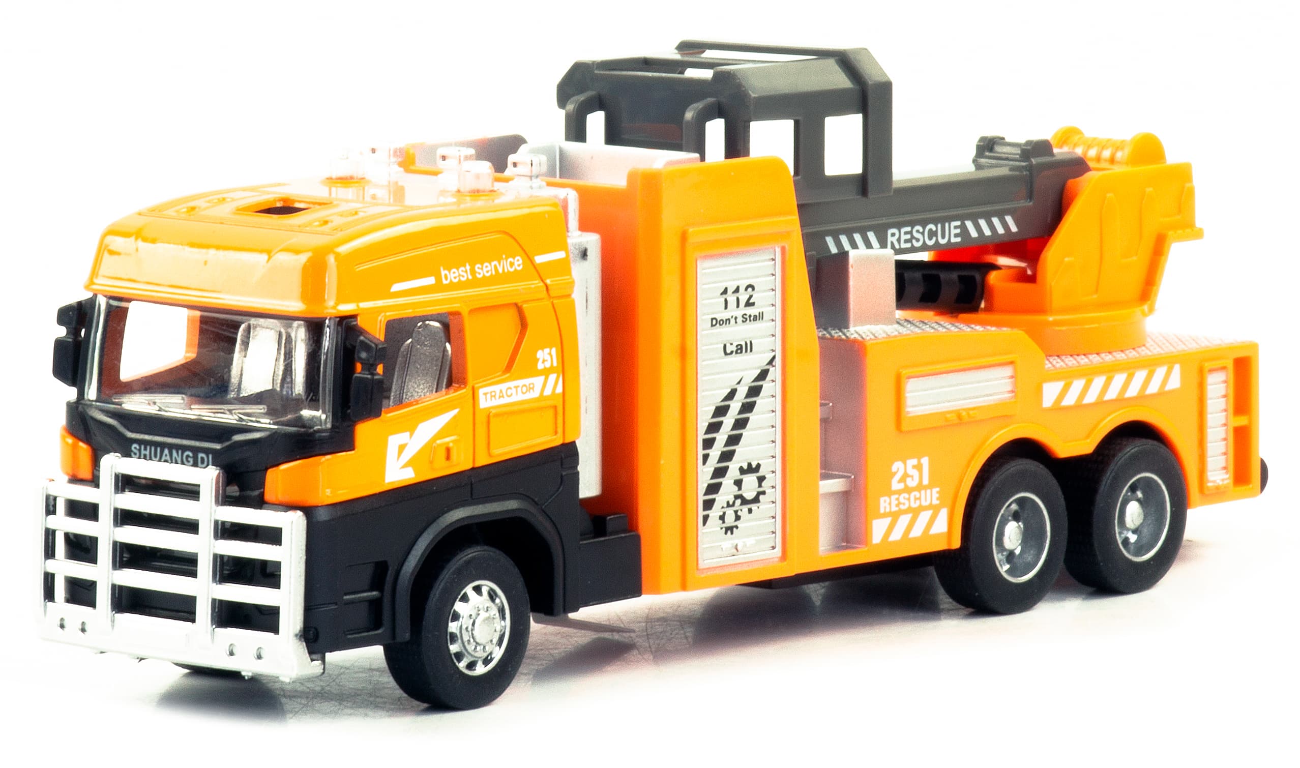 Металлическая машинка «Городская техника: Подъемник» 255D4, 17 см, инерционная / Оранжевый