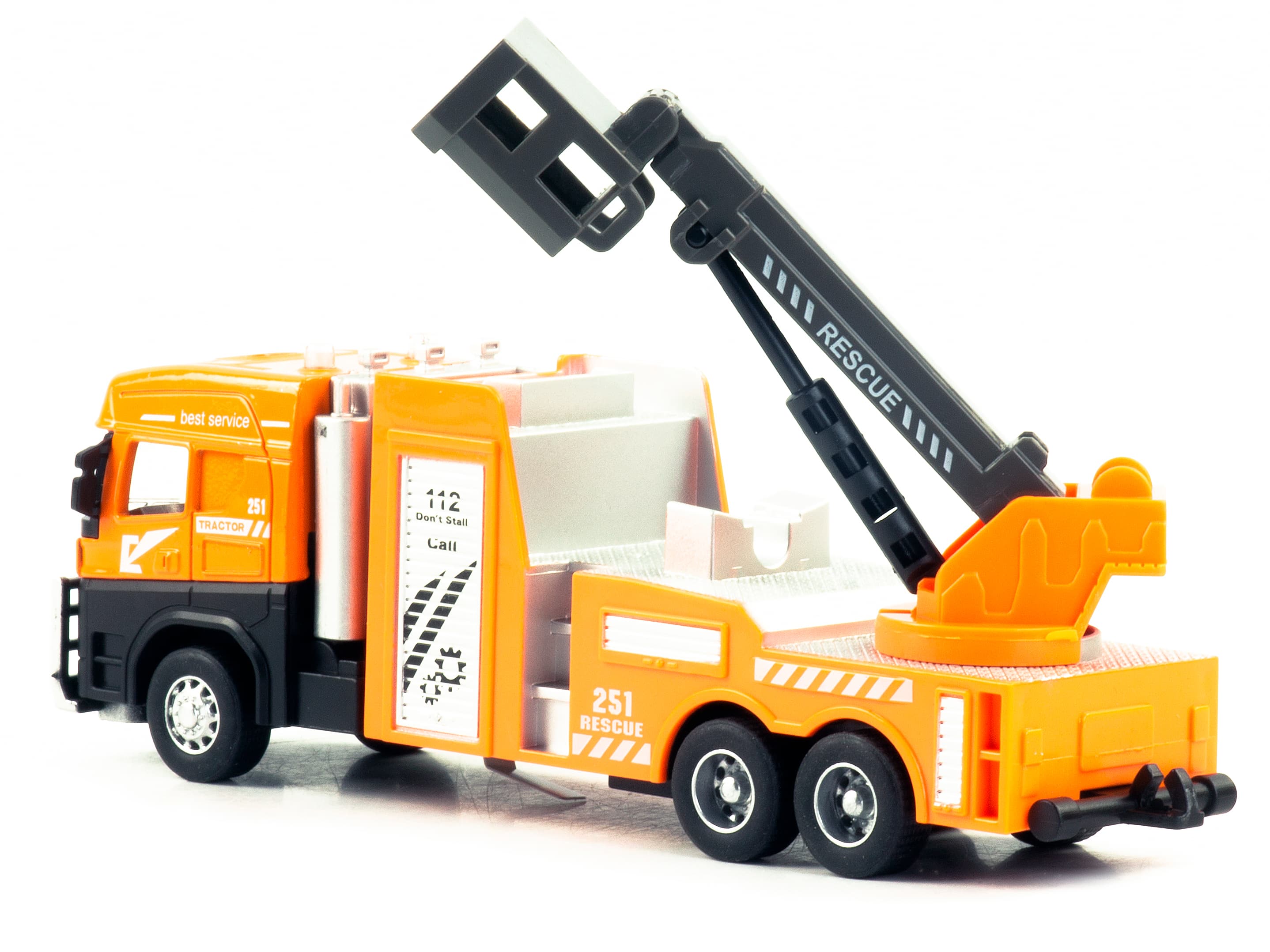 Металлическая машинка «Городская техника: Подъемник» 255D4, 17 см, инерционная / Оранжевый