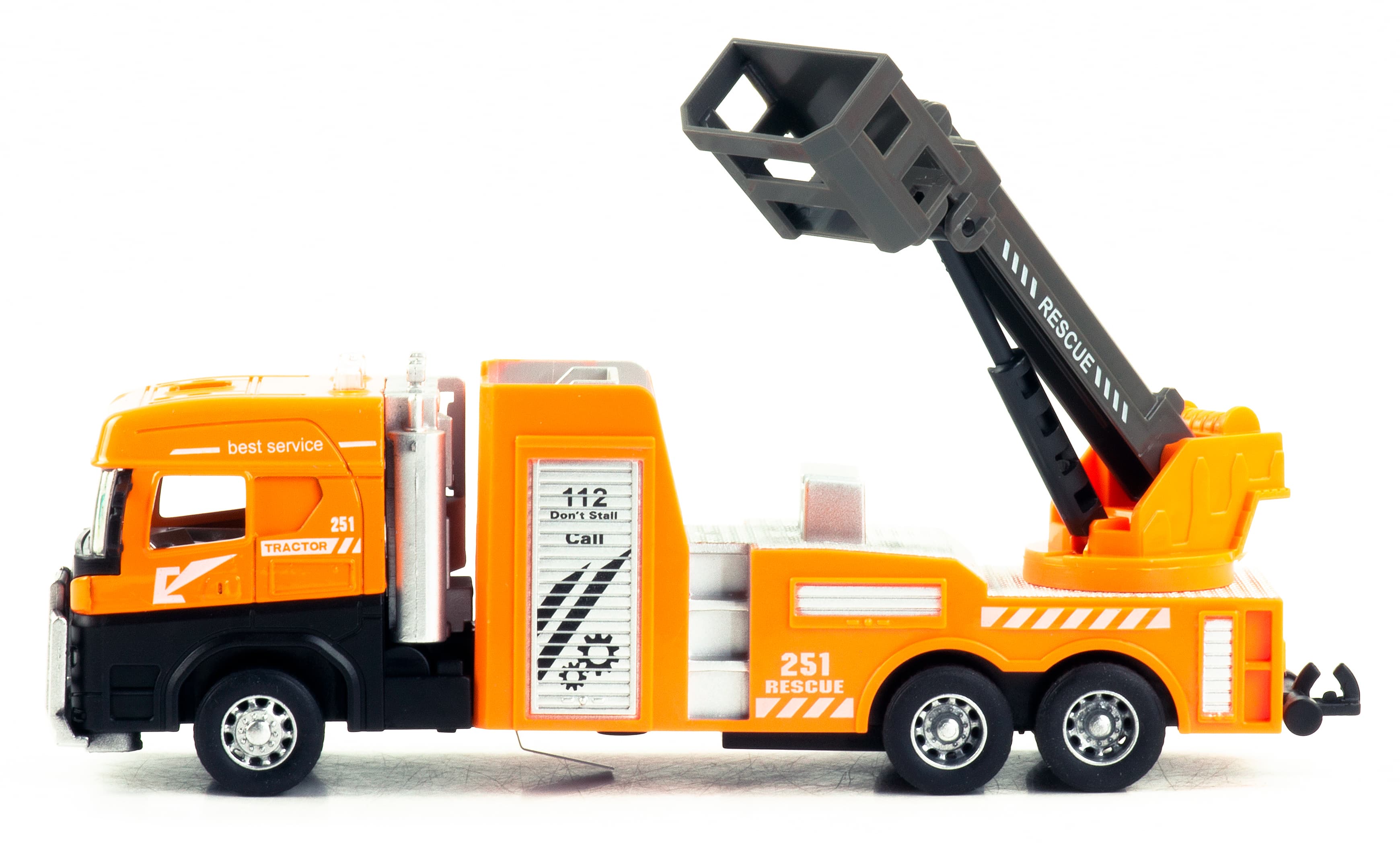 Металлическая машинка «Городская техника: Подъемник» 255D4, 17 см, инерционная / Оранжевый