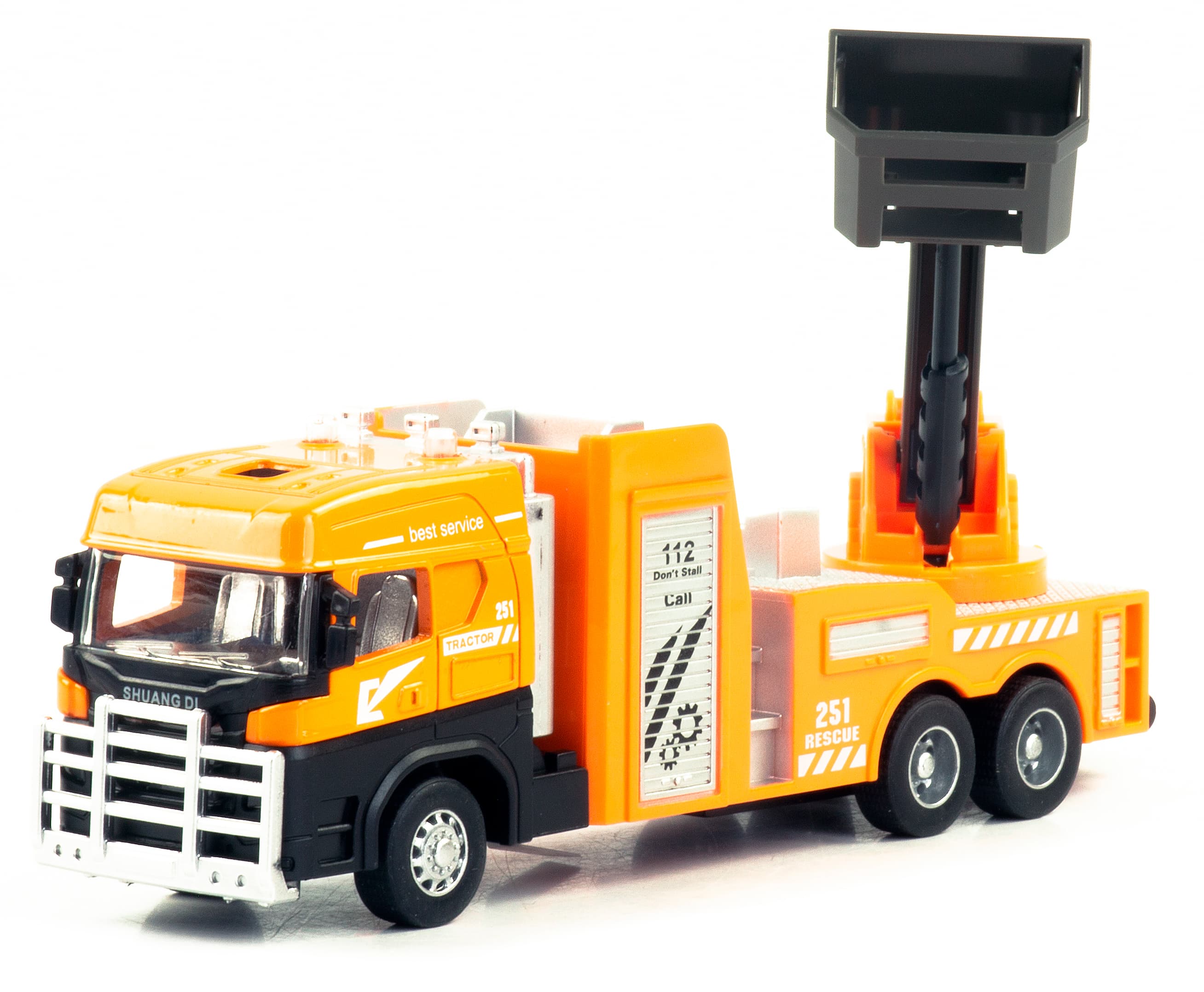 Металлическая машинка «Городская техника: Подъемник» 255D4, 17 см, инерционная / Оранжевый