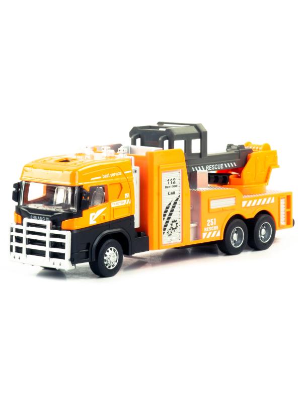 Металлическая машинка «Городская техника: Подъемник» 255D4, 17 см, инерционная / Оранжевый