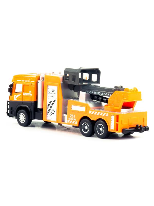 Металлическая машинка «Городская техника: Подъемник» 255D4, 17 см, инерционная / Оранжевый