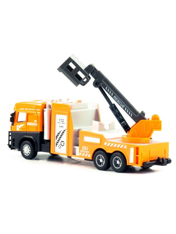 Металлическая машинка «Городская техника: Подъемник» 255D4, 17 см, инерционная / Оранжевый