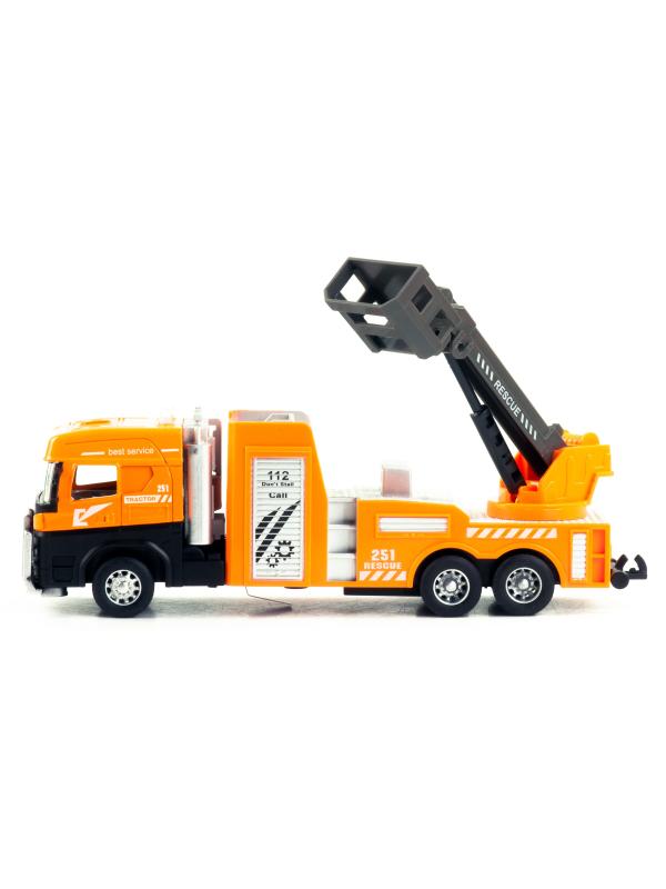 Металлическая машинка «Городская техника: Подъемник» 255D4, 17 см, инерционная / Оранжевый