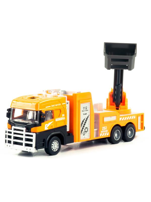 Металлическая машинка «Городская техника: Подъемник» 255D4, 17 см, инерционная / Оранжевый