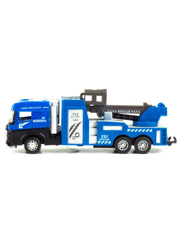 Металлическая машинка «Городская техника: Подъемник» 255D4, 17 см, инерционная / Голубой