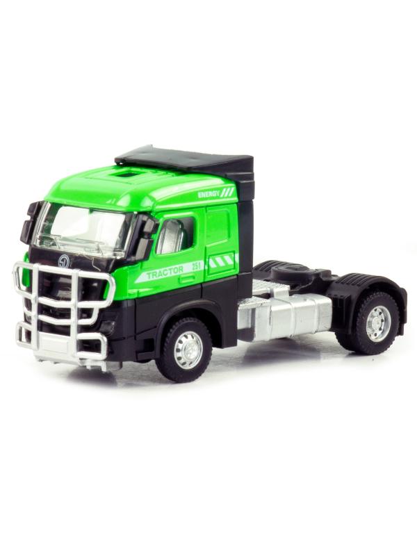 Металлическая машинка «Грузовой Тягач» 055C1, 15 см., инерционная / Зеленый