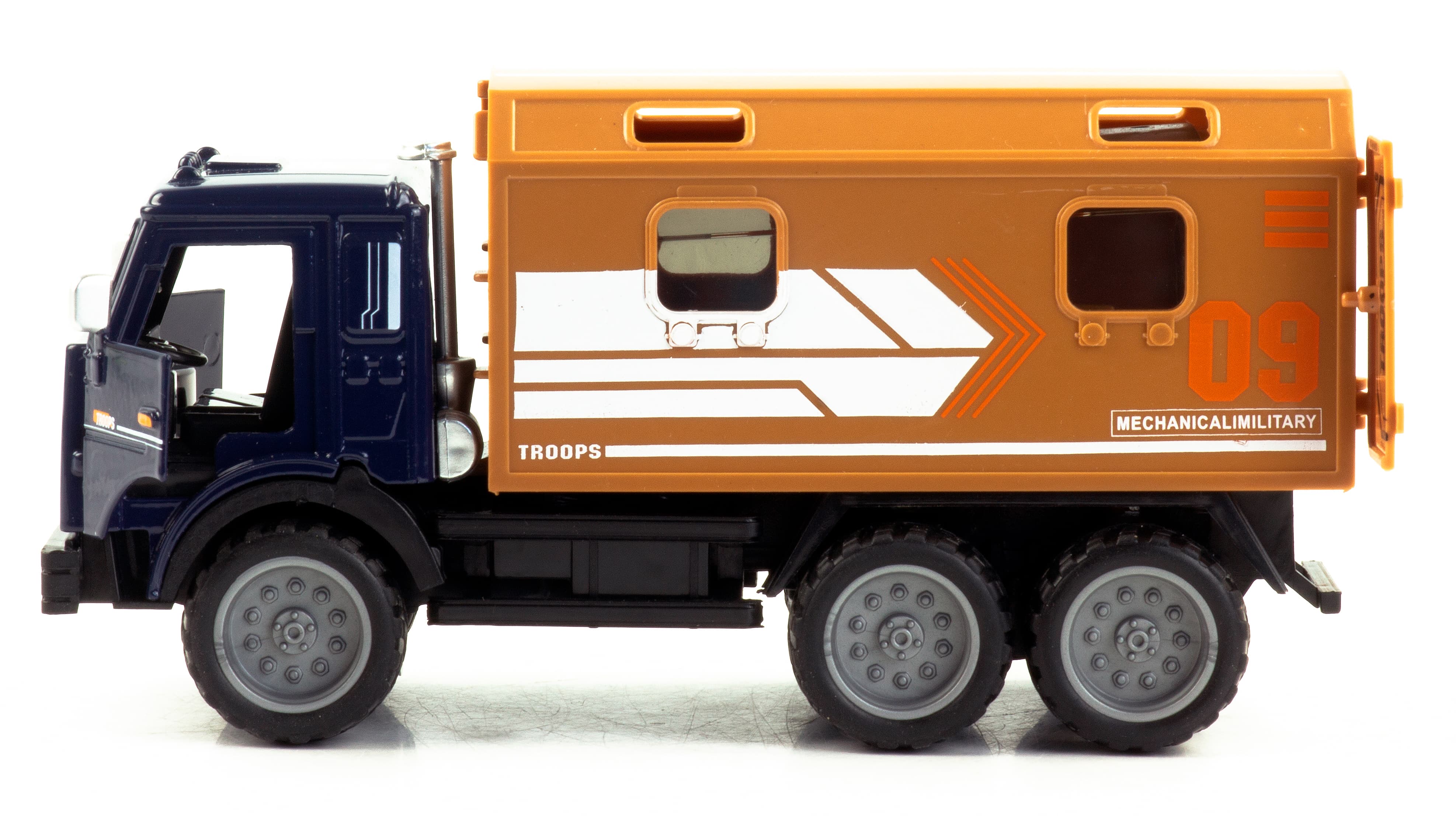 Машинка металлическая Yeading «Камаз: Служебный фургон» 16,5 см., YD6637A, инерционная, свет, звук / Оранжевый