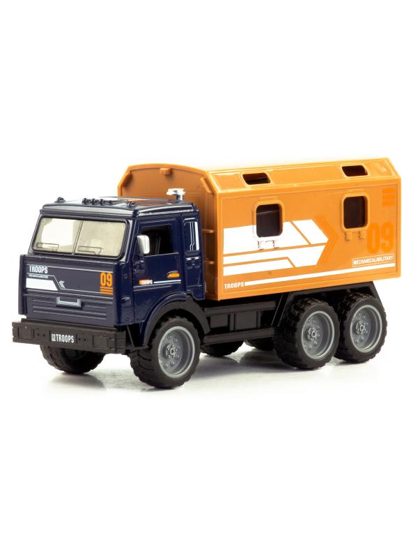 Машинка металлическая Yeading «Камаз: Служебный фургон» 16,5 см., YD6637A, инерционная, свет, звук / Оранжевый