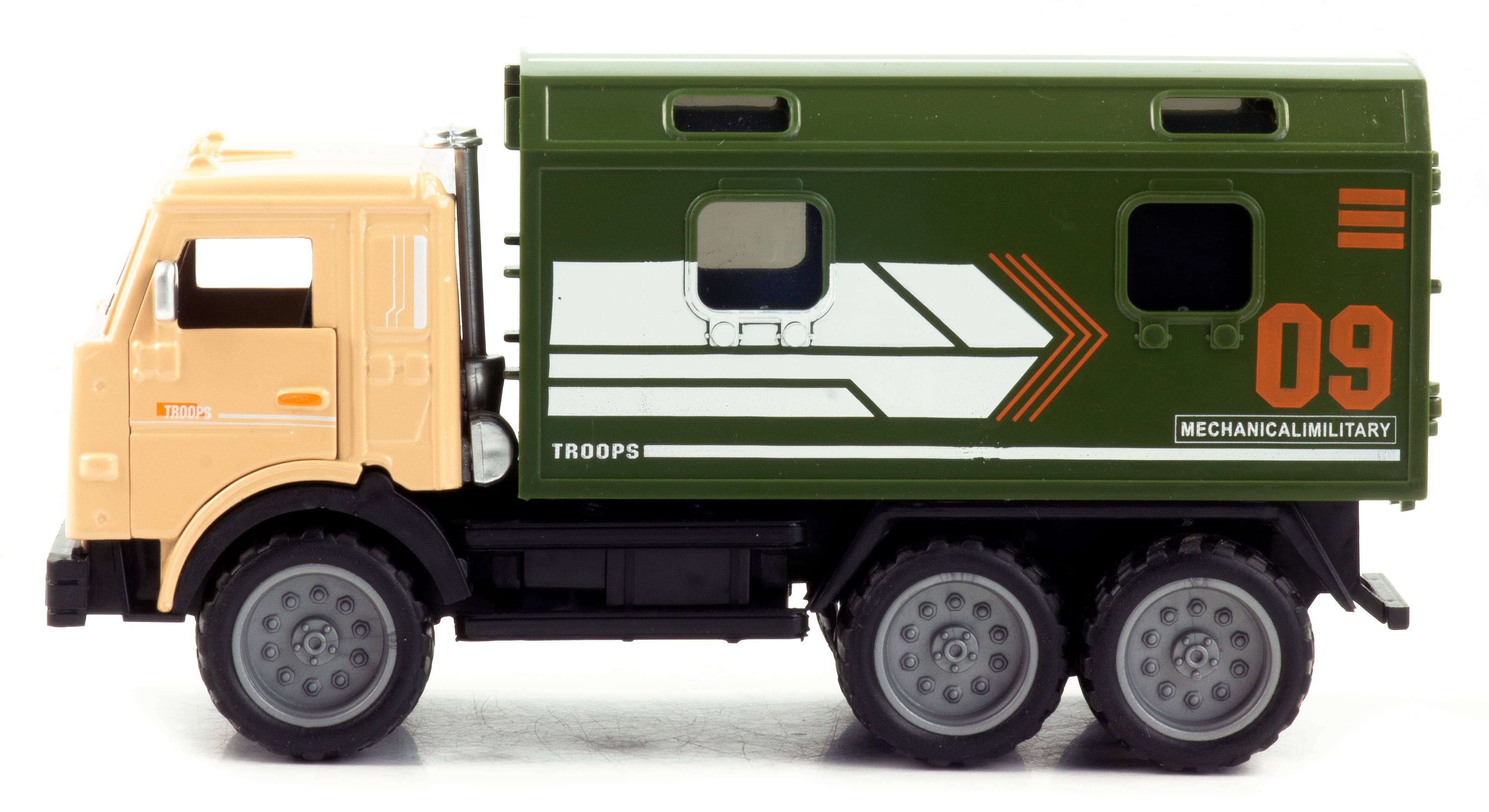 Машинка металлическая Yeading «Камаз: Служебный фургон» 16,5 см., YD6637A, инерционная, свет, звук / Зеленый