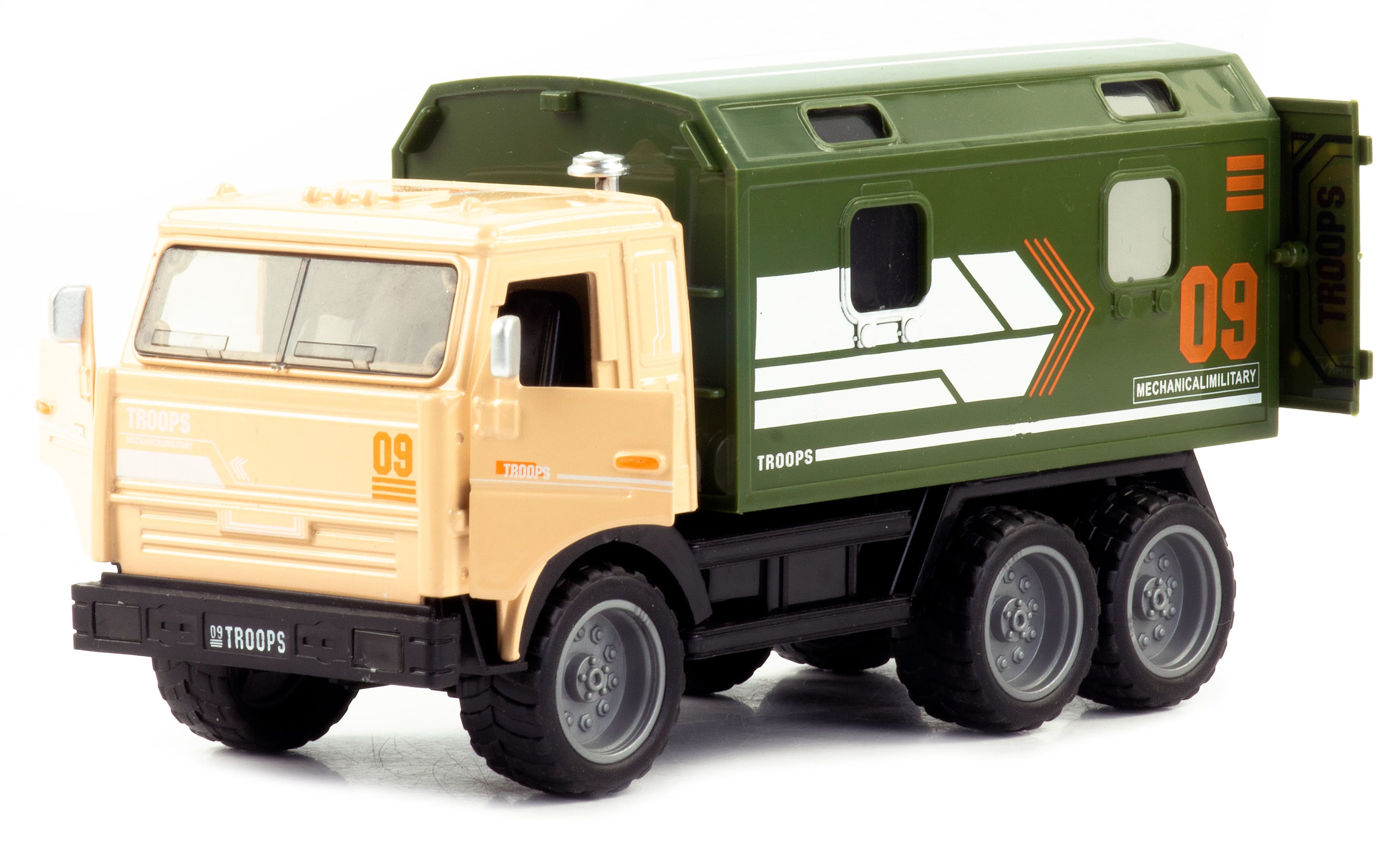 Машинка металлическая Yeading «Камаз: Служебный фургон» 16,5 см., YD6637A, инерционная, свет, звук / Зеленый