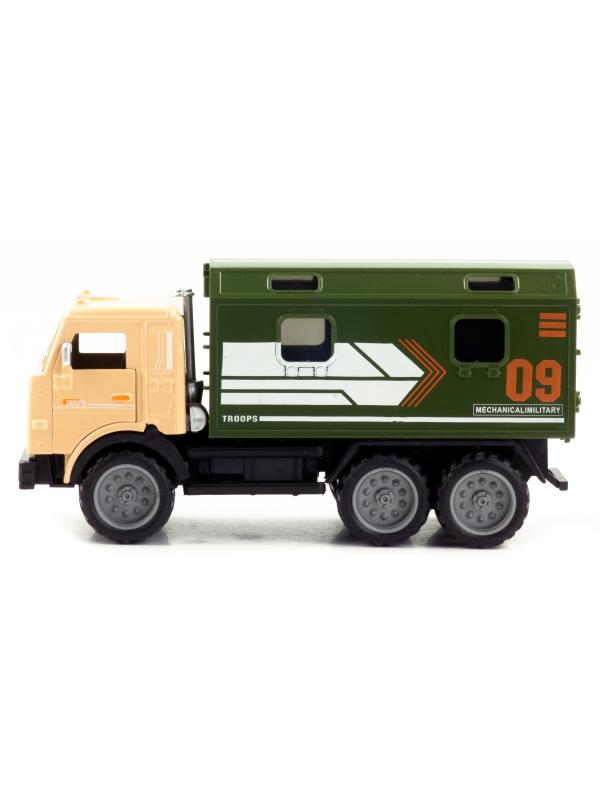 Машинка металлическая Yeading «Камаз: Служебный фургон» 16,5 см., YD6637A, инерционная, свет, звук / Зеленый