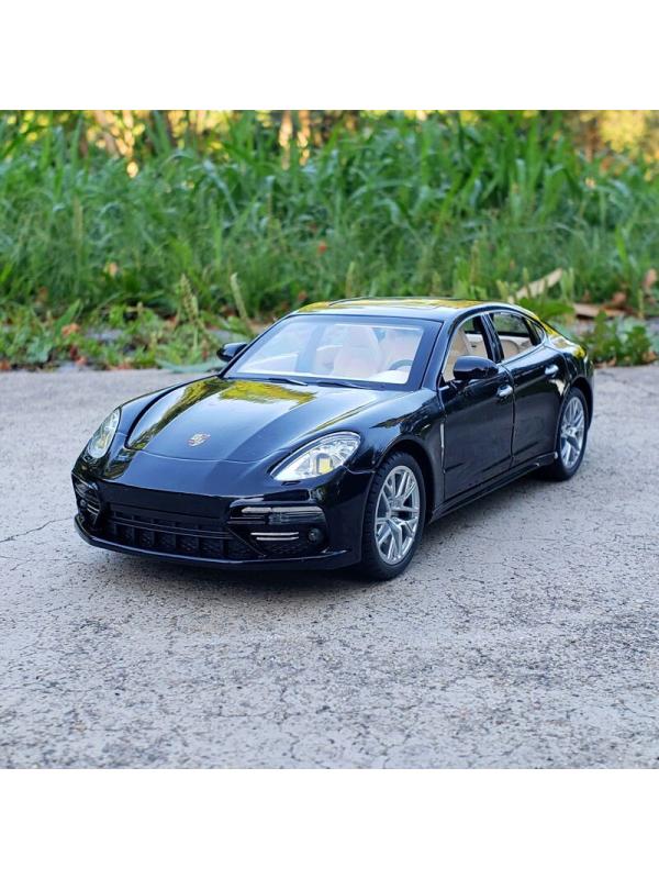 Металлическая машинка Che Zhi 1:24 «Porsche Panamera» CZ127A, 20 см. инерционная, свет, звук / Черный