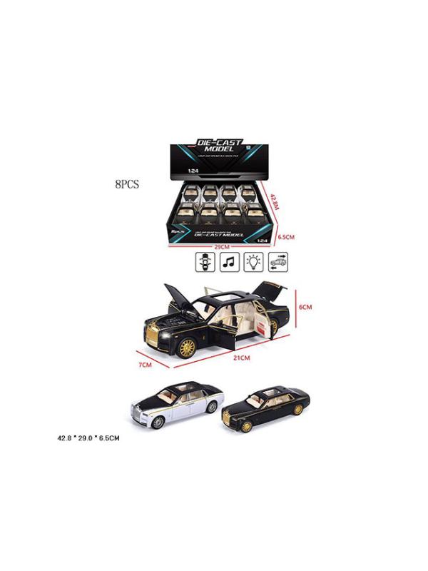 Металлическая машинка 1:24 «Rolls-Royce Phantom» А2403А, 21см., инерционная, свет и звук / Микс
