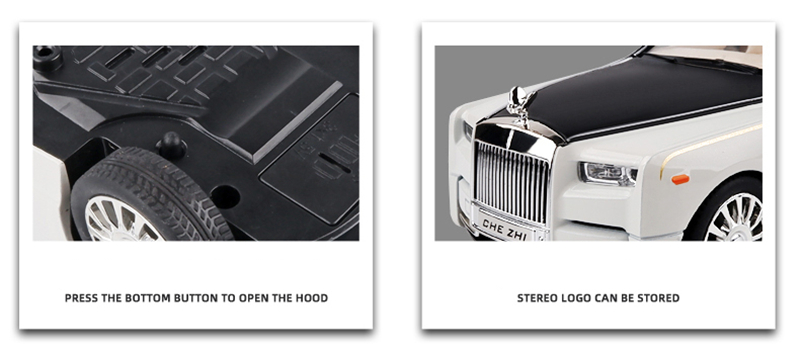 Металлическая машинка 1:24 «Rolls-Royce Phantom» А2403А, 21см., инерционная, свет и звук / Черно-белый