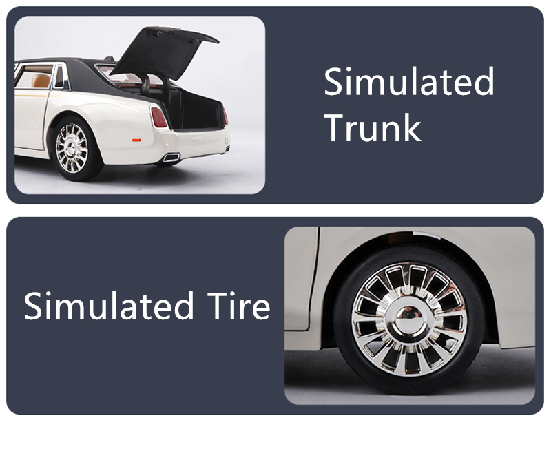 Металлическая машинка 1:24 «Rolls-Royce Phantom» А2403А, 21см., инерционная, свет и звук / Черно-белый