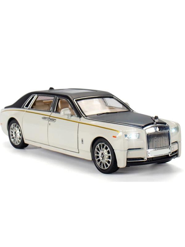 Металлическая машинка 1:24 «Rolls-Royce Phantom» А2403А, 21см., инерционная, свет и звук / Черно-белый