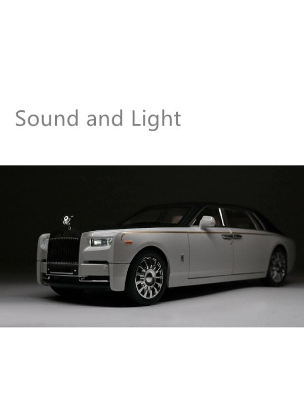 Металлическая машинка 1:24 «Rolls-Royce Phantom» А2403А, 21см., инерционная, свет и звук / Черно-белый