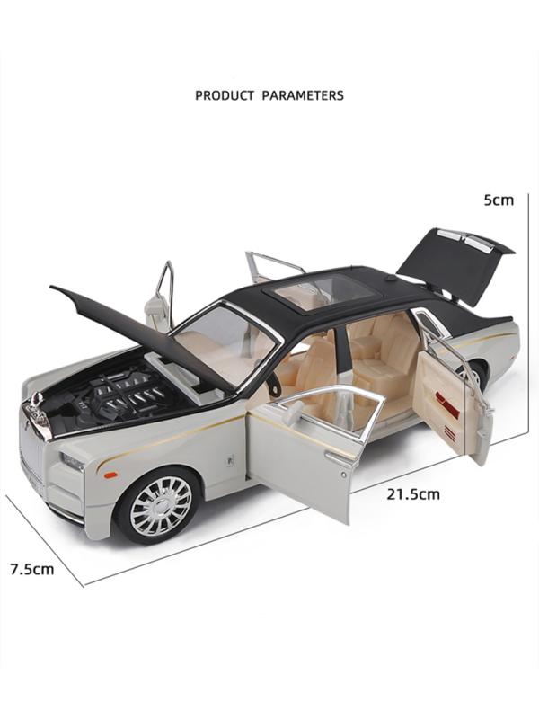 Металлическая машинка 1:24 «Rolls-Royce Phantom» А2403А, 21см., инерционная, свет и звук / Черно-белый