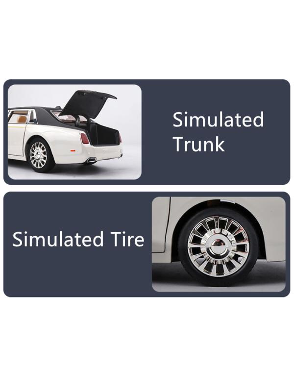 Металлическая машинка 1:24 «Rolls-Royce Phantom» А2403А, 21см., инерционная, свет и звук / Черно-белый