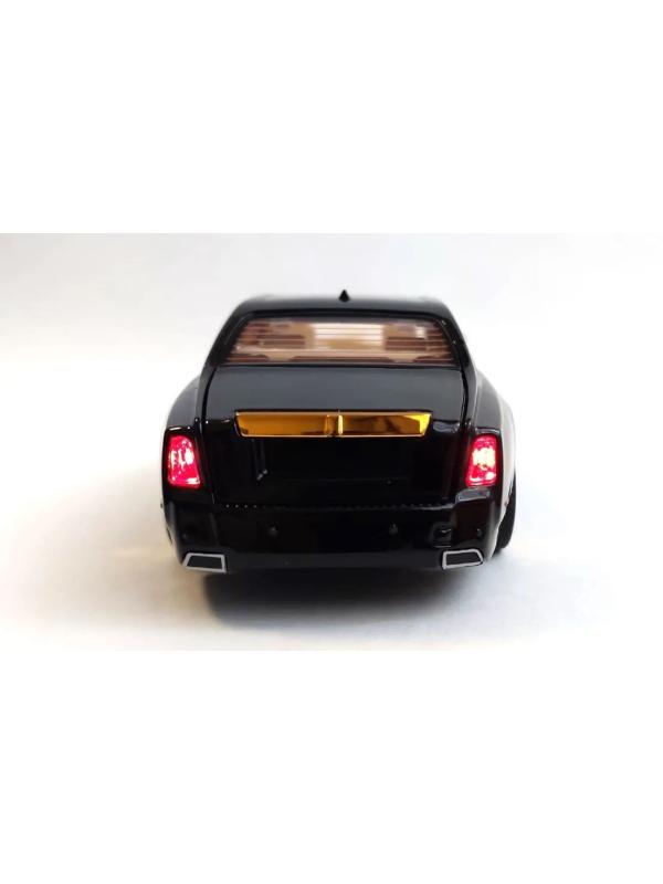 Металлическая машинка 1:24 «Rolls-Royce Phantom» А2403А, 21см., инерционная, свет и звук / Черно-золотой