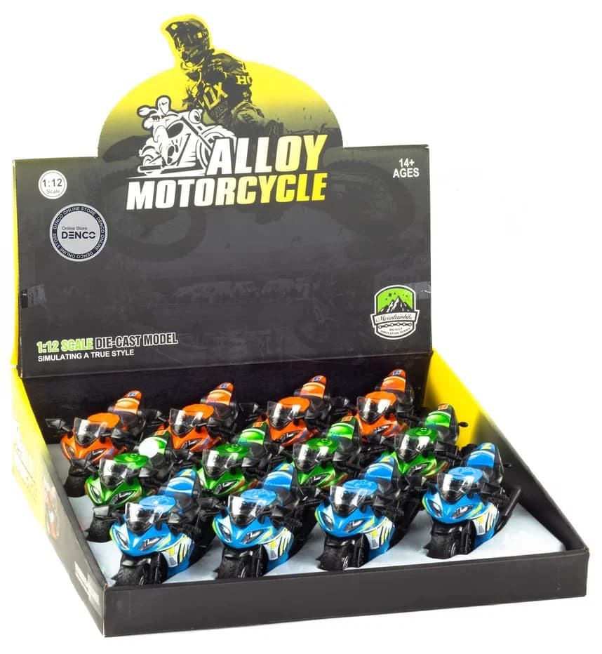 Металлический мотоцикл 1:12 «Racing Champion» 2040А,14 см., инерционный / Микс