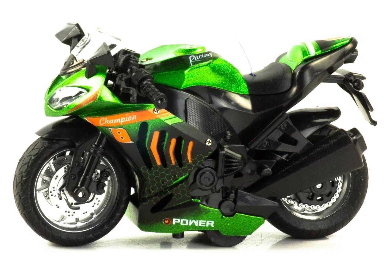Металлический мотоцикл 1:12 «Racing Champion» 2040А,14 см., инерционный / Микс