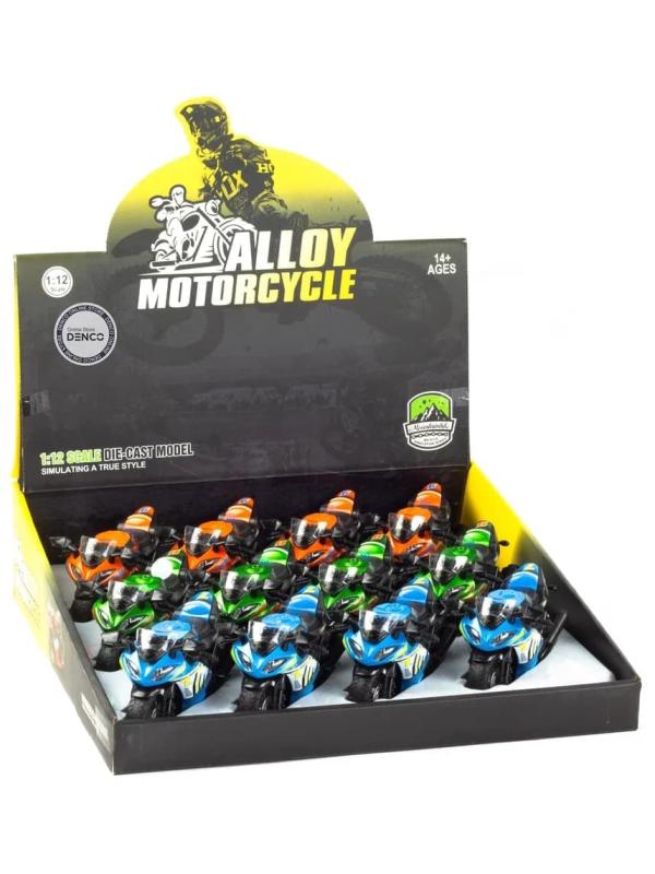 Металлический мотоцикл 1:12 «Racing Champion» 2040А,14 см., инерционный / Микс