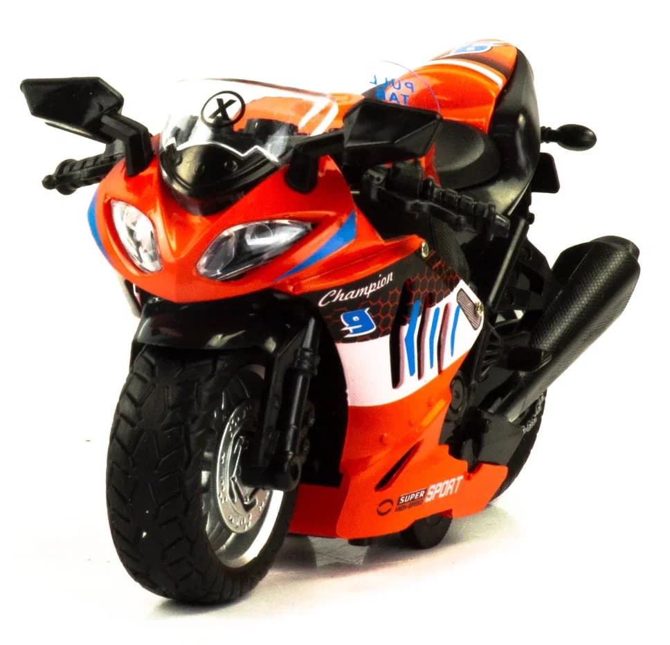 Металлический мотоцикл 1:12 «Racing Champion» 2040А, инерционный / Оранжевый
