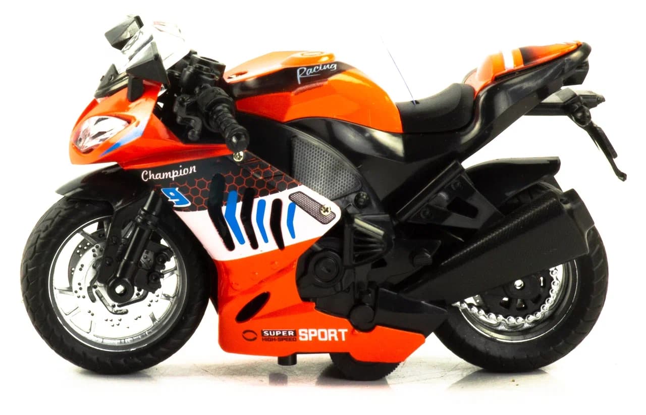 Металлический мотоцикл 1:12 «Racing Champion» 2040А, инерционный / Оранжевый