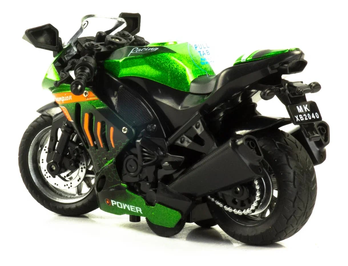 Металлический мотоцикл 1:12 «Racing Champion» 2040А, инерционный / Зеленый