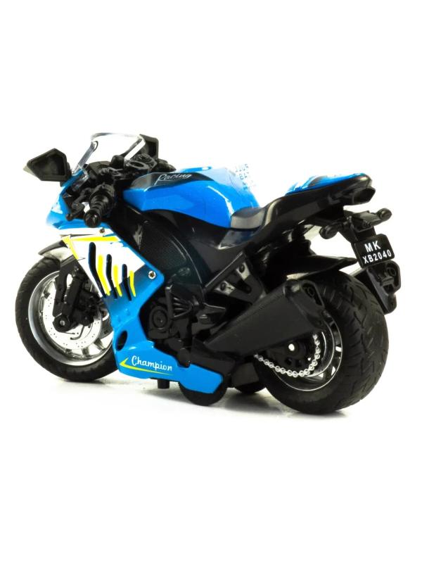 Металлический мотоцикл 1:12 «Racing Champion» 2040A, инерционный / Голубой