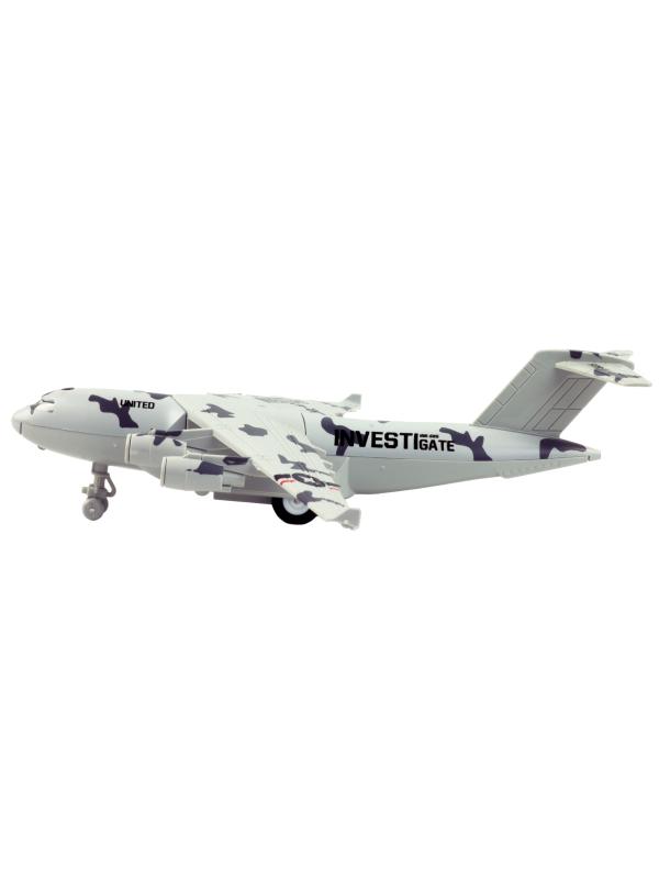 Металлический военно-транспортный самолет «Boeing C-17 Globemaster III» HW180 22 см., инерционный, свет, звук / Микс