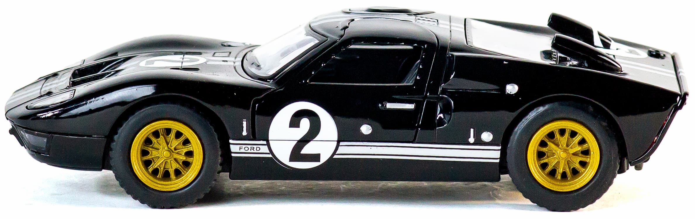 Металлическая машинка Kinsmart 1:32 «1966 Ford GT40 MKII с принтом» KT5427DF, инерционная / Чёрный