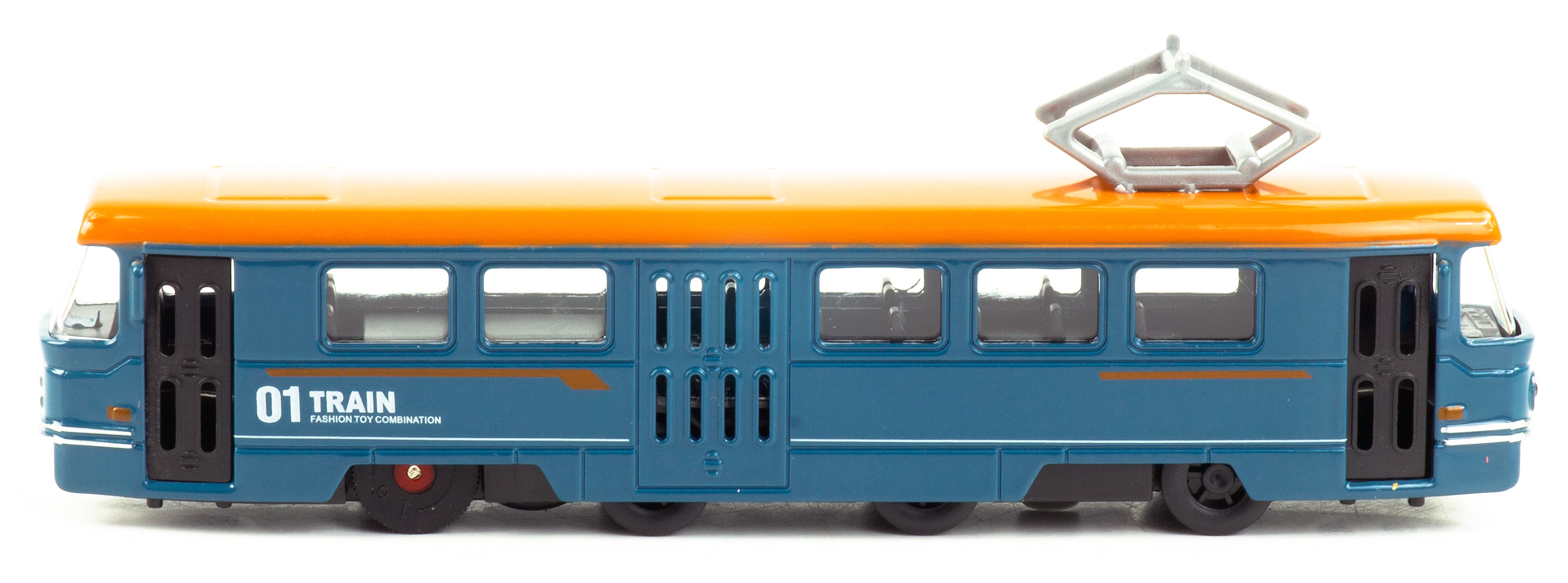 Металлический трамвай Yeading 1:50 «Tatra T3SU» 6635 18.5 см., инерционный, свет, звук в коробке / Микс