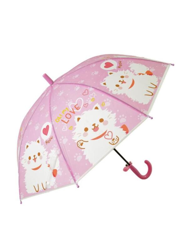 Зонтик детский «Кошечка» нейлоновый, со свистком, 78.5 см., 45712 / Розовый