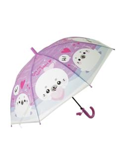 Зонтик детский «Зверюшки» нейлоновый, со свистком, 78.5 см., 45712 / Фиолетовый