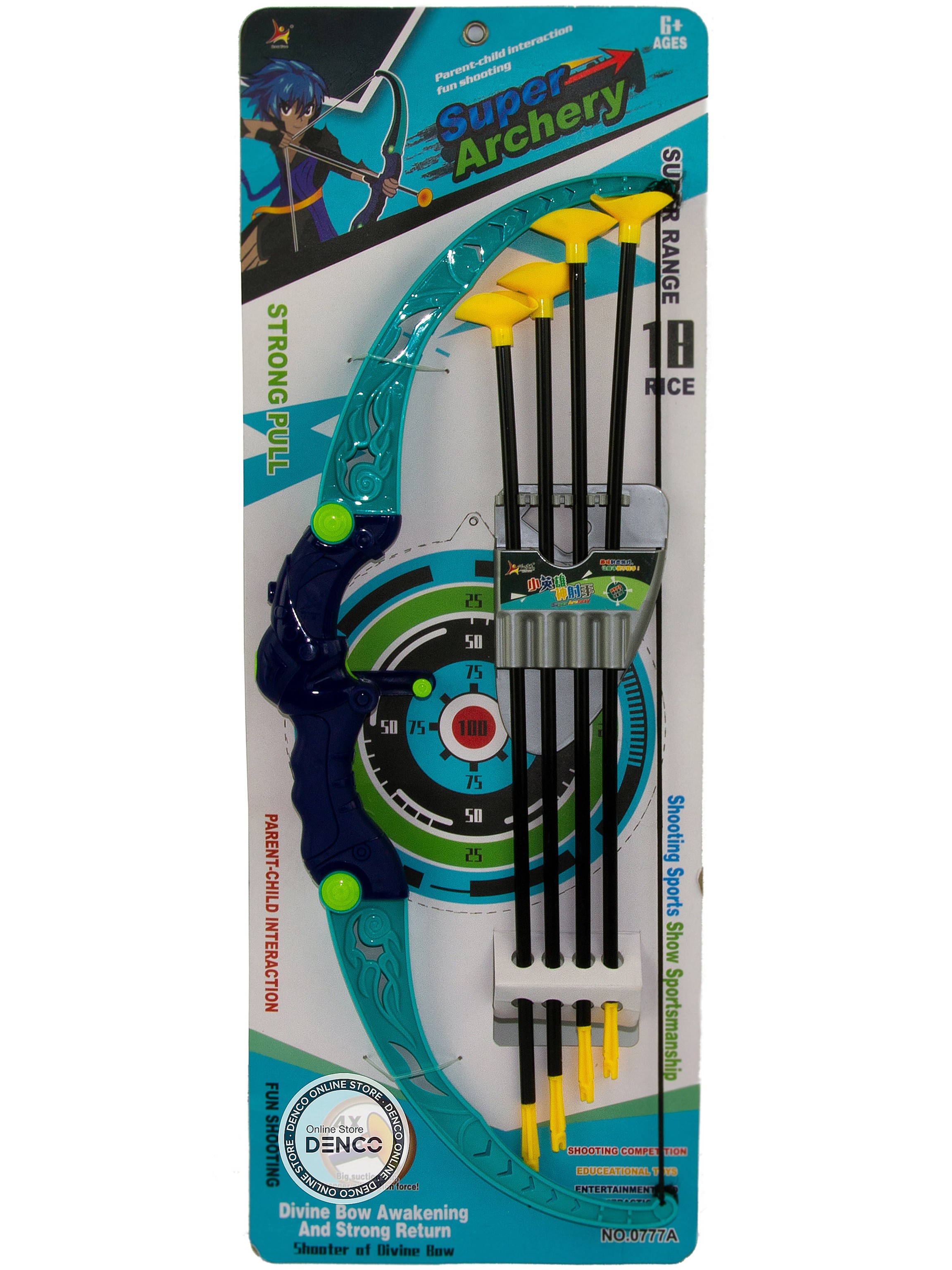 Лук игрушечный «Super Archery» с мишенью и стрелами на присосках 4 шт., 0777A / Микс