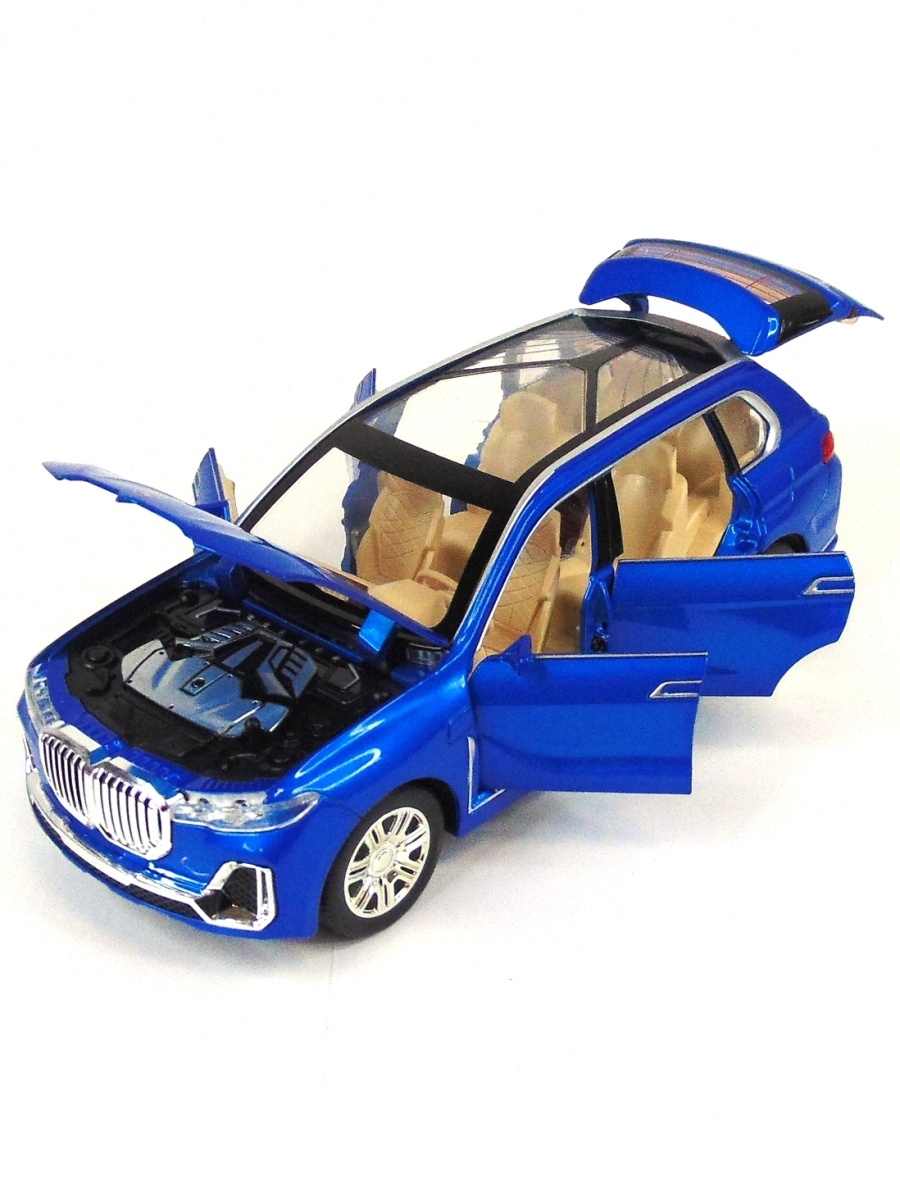 Металлическая машинка Che Zhi 1:24 «BMW X7» CZ115A, 20.5 см., свет и звук, инерционная / Синий