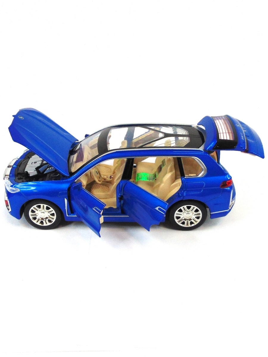 Металлическая машинка Che Zhi 1:24 «BMW X7» CZ115A, 20.5 см., свет и звук, инерционная / Синий
