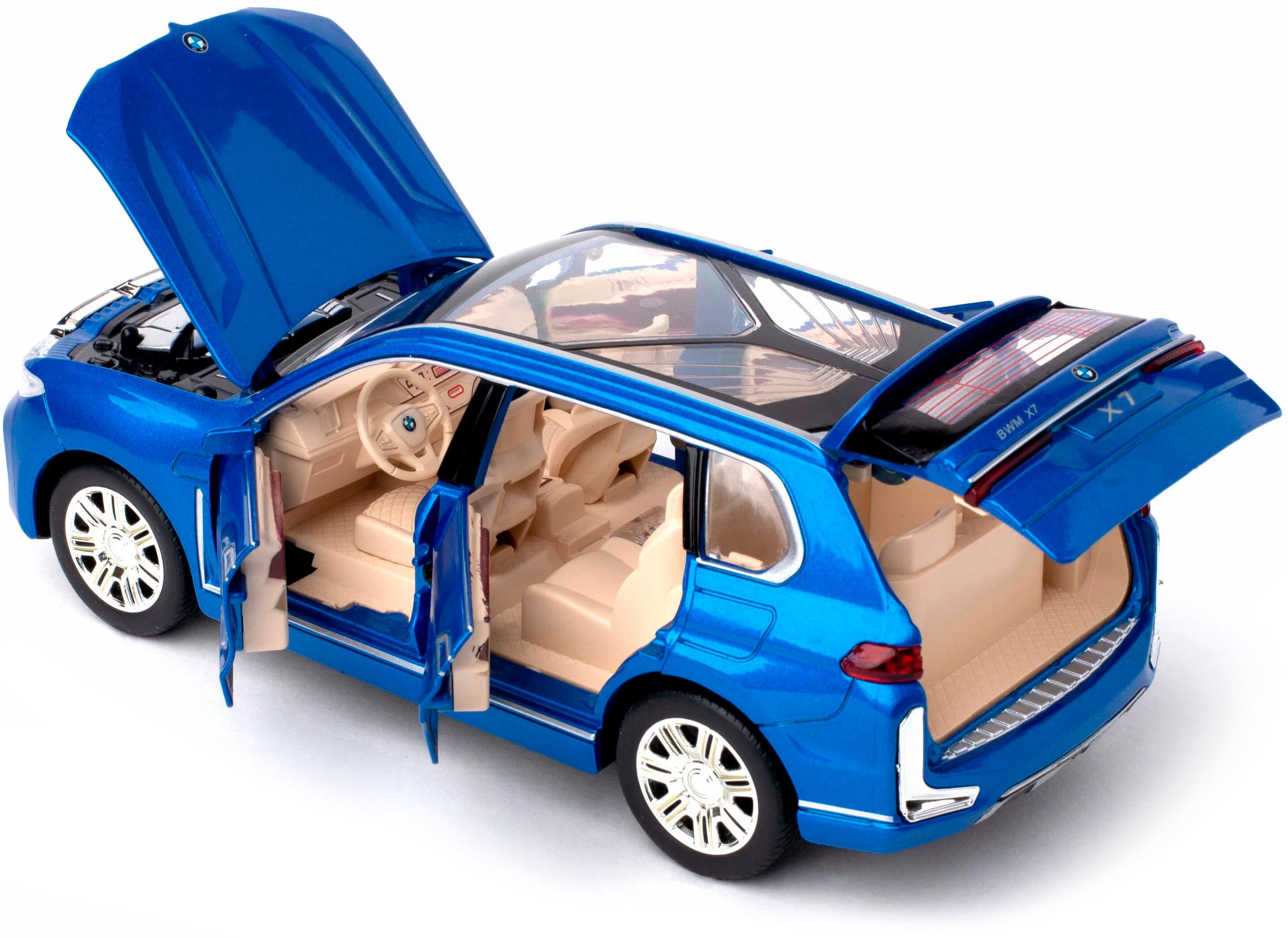 Металлическая машинка Che Zhi 1:24 «BMW X7» CZ115A, 20.5 см., свет и звук, инерционная / Синий